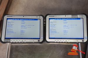 51 · 2 X PANASONIC FZ-G1 TOUGHPAD, INTEL CORE i5 6300U 2.40GHZ CPU, 8GB RAM, 128 SSD / NO OS, 2710 / 7330 HOURS, HEAVY SCREEN WEAR, SN:7ATSA09009 / 7BTSA14341, AN:ITT20987 / ITT21199, UNTESTED ( NO CHARGER / SOME MARKS)