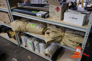 2 X Shade Sails, Unknown Dimensions , Rolled, Yellow/Beige, Metal D Rings On Corners , Tied With Rope (Used)