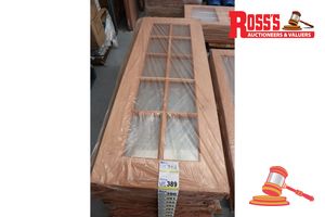 402 · TIMBER DOOR WITH 10x GLASS PANELS, CODE: KJ 20, 2040 x 720 x 40mm