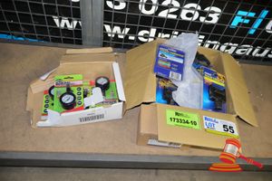 Bundle Of Trailer Parts & Accessories, Includes: Narva 7 Pin Flat Plastic Plug Model 82141bl, Narva Reflect (C) 70x28 Adhes P/N:84035/50, Slime Elite Dial High Pressure Gauge 10-160 Psi, Various Others (Poss Unused, Boxed)