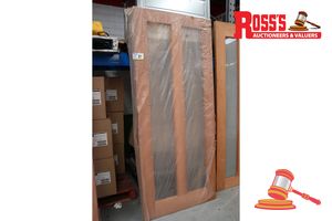 Timber Door With 2x Glass Panels, Code: Ed 47, 2040 X 870 X 38mm