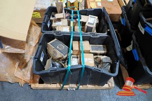 70 · PALLET OF ASSORTED HARDWARE & CONSUMABLES INCLUDING, BOXES OF NUTS & BOLTS, M36.4 x 160mm WITH M36 NUT APPROX 80 NUTS, M30 x 130mm WITH M30 NUT APPROX 100 NUTS (APPROX WEIGHT 220KG)