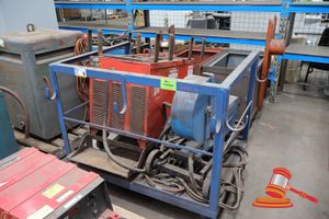 9 · 1 X LINCOLN LN-8 MULTIPROCESS WIRE FEEDER, CODE NO: 7349, SN:122307, 1 X LINCOLN IDEALARC DC-600 DC ARC WELDER, INPUT 3 PHASE 50/60 HZ 415V, PLATE DAMAGED, CODE NO: 1*69, SN: 02038 (CODE/SN MAYBE WRONG DUE TO DAMAGED PLATE) MOUNTED ON BLUE FRAME, UNTESTED (SOME MARKS / RUST), APPROX; 1.3M W X 1.2D X 870MM H, ON A PALLET