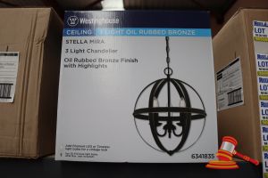 238 · WESTINGHOUSE STELLA MIRA CEILING 3 LIGHT CHANDELIER, OIL RUBBED BRONZE FINISH WITH HIGHLIGHTS, HEIGHT: 17.28", DIAMETER: 15.04", CHAIN: 36", WIRE" 36", CODE: 6341835