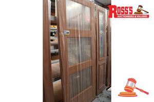 346 · TIMBER DOOR WITH 3x GLASS PANELS, CODE: ED 15, 2040 x 820 x 38mm