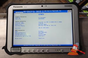 26 · PANASONIC FZ-G1 TOUGHPAD, INTEL CORE i5 6300U 2.40GHZ CPU, 8GB RAM, 500GB SSD / NO OS, HEAVY SCREEN WEAR, 8220 HOURS, SN:8ATSA94885 / AN:ITT23240, UNTESTED ( NO CHARGER / SOME MARKS)