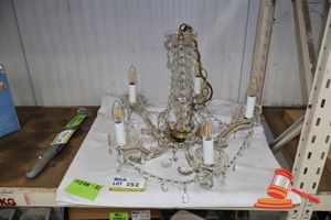 ITALIAM MADE CRYSTAL CHANDELIER WITH LED LIGHTS. APPROX WIDTH 500MM X HEIGHT 550MM. CHAIN LENGTH .APPROX 500MM, UNTESTED