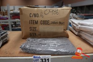 331 · BOX OF CHECKERED CHEFS PANTS, SIZE: 2XL