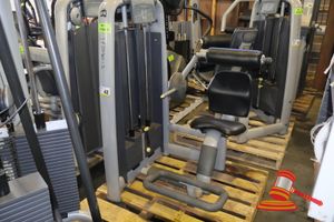 1 X TECHNOGYM LOWER BACK WEIGHT MACHINE, WEIGHT STACK 2.5-65KG (SOME MARKS), APPROX; 80CM D X 80CM W X 1.4M H, ON A PALLET