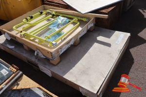 46 · 4 X SANDVIK SUPPORT RAILS, P/N:BG01574105 AND BG01574104, YELLOW STEEL TUBULAR CONSTRUCTION,APPROX; 810MM W X 840MM L, CRATED