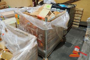 44 · METAL CRATE CONTAINING APPROX 20 HAZARD, FREE SPINNING TURBINES, APPROX 20cm TALL x 30cm DIAMETER, LOSE, APPROX 12 BOXES WITH 10 IN EACH OF HAZARD, FREE SPINNING TARBINES, 3 x BOTTLES OF COOLANT APPROX 1 LITRE EACH