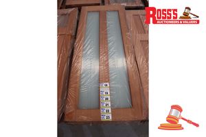 Timber Door With 2x Frosted Glass Panels, Code: Batam, 2040 X 820 X 38mm