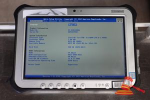 33 · PANASONIC FZ-G1 TOUGHPAD, INTEL CORE i5 6300U 2.40GHZ CPU, 8GB RAM, 500GB SSD / NO OS, HEAVY SCREEN WEAR, 6360 HOURS, SN:8ATSA94903 / AN:ITT23232, UNTESTED ( NO CHARGER / SOME MARKS)