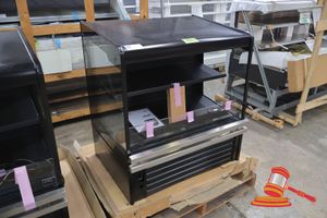 58 · 1 X FPG FUSION UPRIGHT LOW PROFILE OPEN FRONT 2 TIER COLD DISPLAY CABINET. BLACK. MODEL: IL-FUS-C10-A001, SN:25300, REFRIGERANT: R-513A, BUILT IN REFRIGERATION UNIT, 10AMP PLUG. APPROX 1000 X 710 X H1110MM. UNTESTED (UNUSED)