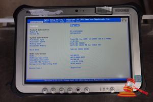 28 · PANASONIC FZ-G1 TOUGHPAD, INTEL CORE i5 6300U 2.40GHZ CPU, 8GB RAM, 500GB SSD / NO OS, BRIGHT SPOT/HEAVY SCREEN WEAR, 5670 HOURS, SN:8CTSA03939 / AN:ITT23460, UNTESTED ( NO CHARGER / SOME MARKS)