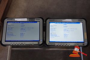 53 · 2 X PANASONIC FZ-G1 TOUGHPAD, INTEL CORE i5 6300U 2.40GHZ CPU, 8GB RAM, 500 SSD / NO OS, 8940 / 2840 HOURS, HEAVY SCREEN WEAR, SN:8FTSA26175 / 8FTSA26101 AN:ITT23828 / ITT23745, UNTESTED ( NO CHARGER / SOME MARKS)