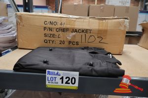 Approx 20x Black Chefs Jackets, Size: L