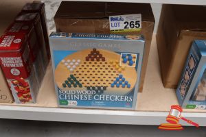 265 · BOX OF SOLID WOOD CHINESE CHECKERS, ALL UNOPENED