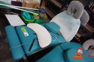 33 · 1 X ATHLEGEN ELECTRIC TREATMENT TABLE, 3 SECTION, APPROX; 1.7M L X 660MM W X 670MM H , DAMAGED BACK REST, UNTESTED (SOME MARKS)