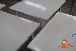 3 x CAFE TABLES STEEL, SQUARE 800mm x 800mm x 750H WHITE