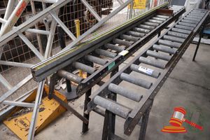 1 X ROLLER CONVEYOR, STEEL FRAME WITH METAL ROLLERS, SOME MARKS/RUST, APPROX; 3M L X 290MM W