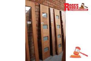 Timber Door With 4x Frosted Glass Panels, Code: Ed 62, 2040 X 405 X 38mm