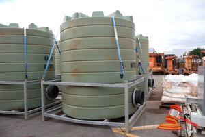 Coerco 14kl Poly Tank In Steel Frame, Approx; 2.7m W X 2.7m D X 3m H, Some Marks (Asset No; Wt008)