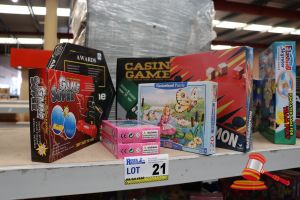 Bundle Of Toys Including: 1x Backgammon Game, 1x Abalone Game, 1x Casino Games, 1x Game Super, 1x Castorland Puzzle, 2x Chinese Checkers, All Unopened