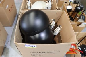 345 · BOX OF LIGHTS WITH SHADES, UNTESTED