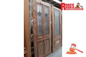 2 · TIMBER DOOR WITH 2x GLASS PANELS, CODE: ED 52, 2040 x 820 x 40mm