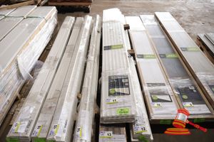 Perma Timber Ceiling/Wall Lining - Wave Profile. Pvc - Semi Gloss Antique White Finish. Easy Instal, Maintenance Free.Sixe 300 X 2700 X 10mm. 2 Boards Per Pack X 4 Packs. (Approx 6.48m2). Unused. Note: Not Suitable For Use In Direct Sunlight Or Strong Reflective Light