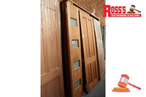 TIMBER DOOR WITH 4x FROSTED GLASS PANELS, CODE: ED 62, 2040 x 405 x 38mm