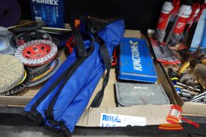 87 · TRAY OF TOOL SETS, INCLUDES: TOOLZONE 7PC LONG RING SPANNER SET 50BV30 CHROME PLATED, KINGCHROME SOCKET SET (PARTIAL), VARIOUS SOCKET AND BIT SETS (UNTESTED)