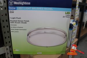 Westinghouse Led Flush Light, Brushed Nickle Finish With Acrylic Shade, Dimmable, Height: 3.5", Diamter: 15.75", 100w, Code: 6401235