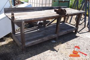 5 · Jarrah Framed Work Bench with 115mm Vice & 50mm Pipe Vice, Size 2750mm x 800mm x 900mm High