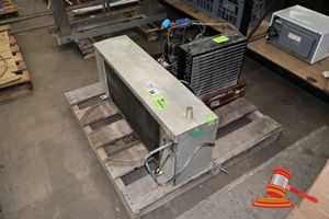 36 · CONDENSING UNIT WITH COMPRESSOR (IN PLASTIC CRATE), MAKE/MODEL UNKNOWN, UNTESTED, APPROX; 600MM X 450MM X H420MM AND 1 X BUFFALO TRIDENT EVAPORATOR UNIT, 2 FAN, MODEL BR037, 220/240V, 0.64A(0.90A), APPROX; 1100M X 230MM X H400MM. UNTESTED