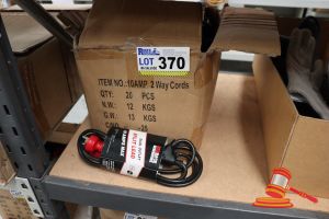 370 · BOX OF 12 x DUAL OUTLET SPLIT LEADS, UNOPENED, UNTESTED