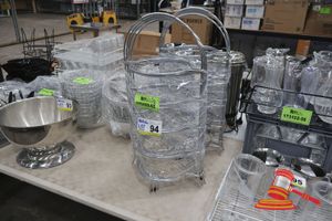94 · 8 X CHROME WIRE 5 TIER SERVING STANDS WITH HANDLE