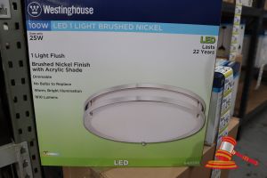 Westinghouse Led Flush Light, Brushed Nickle Finish With Acrylic Shade, Dimmable, Height: 3.5", Diamter: 15.75", 100w, Code: 6401235