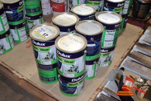 17 · 12 X DULUX WASH&WEAR PAINT TINS, 101 BARRIER TECHNOLOGY, VIVID WHITE, SEMI GLOSS, 4 LITRE,
