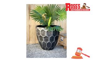 Matching set of 3 Metal Planters - Sizes: 31 x 30 cm, 38 x 36 cm, 48 x 46 cm, RRP $310 Create a stylish designer display from the Honeycomb Planter range, featuring a rounded planter with a honeycomb texture in metallic finish, this range brings a clean, contemporary look to homes, patios, courtyards, entryways and landscaped spaces. Constructed from lightweight fibreglass-clay construction, it combines practical lightweight handling with a premium look. It is designed for indoor and outdoor use