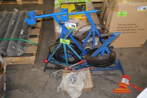 4 X Blue Steel Strapping Cart With Assorted Strapping Materials, Includes: Coils Of Steel Strapping, Metal Seals/Clips In Cardboard Box, Strapping Tensioner Tools With Red Handles,(Some Marks)