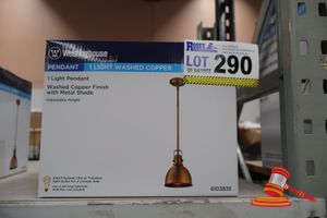 290 · WESTINGHOUSE LIGHT PENDANT, WASHES COPPER FINISH WITH METAL SHADE, ADJUSTABLE HEIGHT, HEIGHT: 39.50", DIAMETER: 7.75", CODE: 6103835