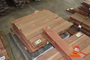 PACK OF JARRAH DECKING, FEATURE, 086 x 019, 108LM, , 9.82M2 WITH 9.5mm GAP (PACK NO: 320026250) TRANSPORT DIMS PACK SIZE L900 x W520 x H450