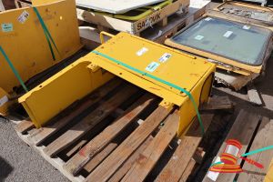 55 · 1 X KOMATSU BODY FRAME , , APPROX 1.1M H X 860MM D X 410MM W, YELLOW PAINTED STEEL BRACKET ASSEMBLY, SOME MARKS/RUST, ON A PALLET
