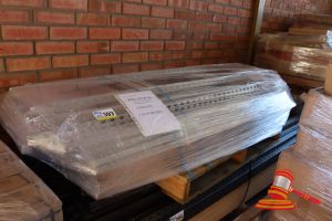 Pallet Of Racking And Custom Wood Shelves, 4 Shelves, 15 Lin Meters Total