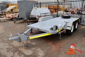 1 X Uon Headwork'S Tandem Axle Trailer, 3000kg Gvm, Sn:Uon-Trl-0100, Includes: Cargo Hydrastar Xl Trailer Brake Actuator, 4 X Stabilizer Jacks Ball Hitch, Model Xl-16, 1 X Spare Tire (Some Marks)