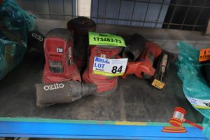 3 X Ozito Random Orbital Sanders, Model: Pxros-125 , Untested (No Batteries)(Missing Parts), 1 X Ozito Cordless 2-In-1 Nail & Staple Gun, Model: Pxngs-018, Untested (No Battery)