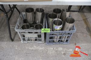88 · 2 X MILK CRATES OF APPROX 17 X STAINLESS STEEL WINE BOTTLE COOLERS