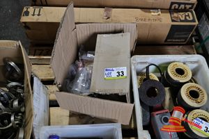 33 · ASSORTED ELECTRICAL GOODS, INCLUDES: SWITCH STARTER P/N:8944025000, SAFETY UNIT P/N:8970687781, TECHNI CABLE M12 CABLE ASSEMBLY P/N:117355, VARIOUS OTHERS (BOXED), IN A BOX